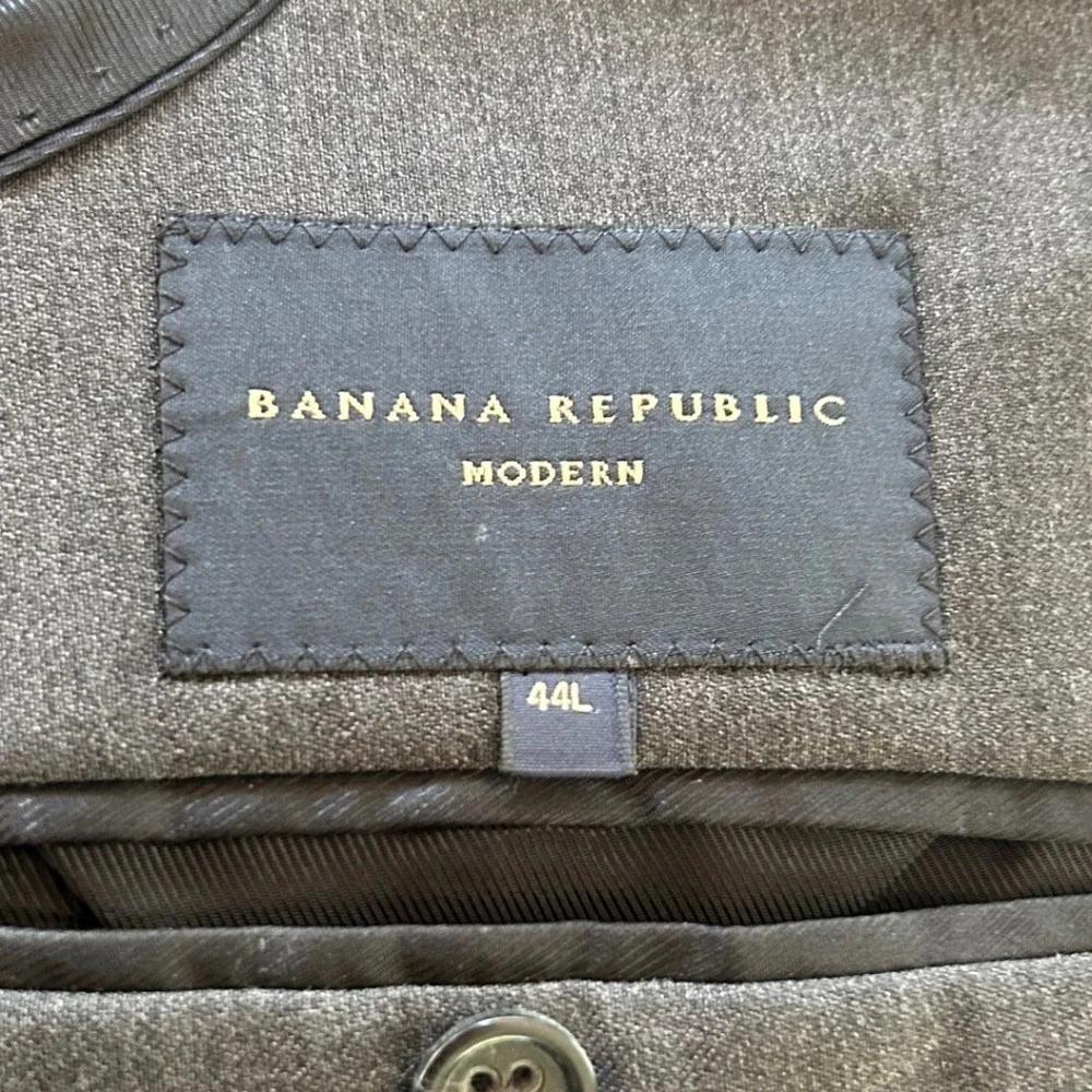 Banana Republic Blazer 44L Charcoal Grey 100% Wool 3-Button Modern Dark Academia